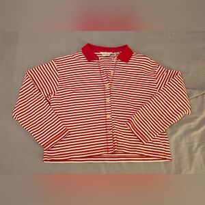 Eddie Bauer Red and White Striped Women's Shirt